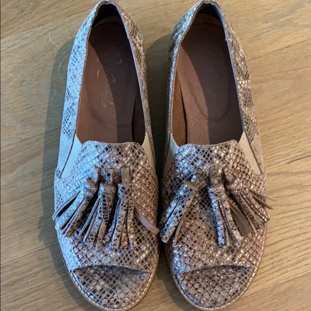 Anthropologie snakeskin loafers